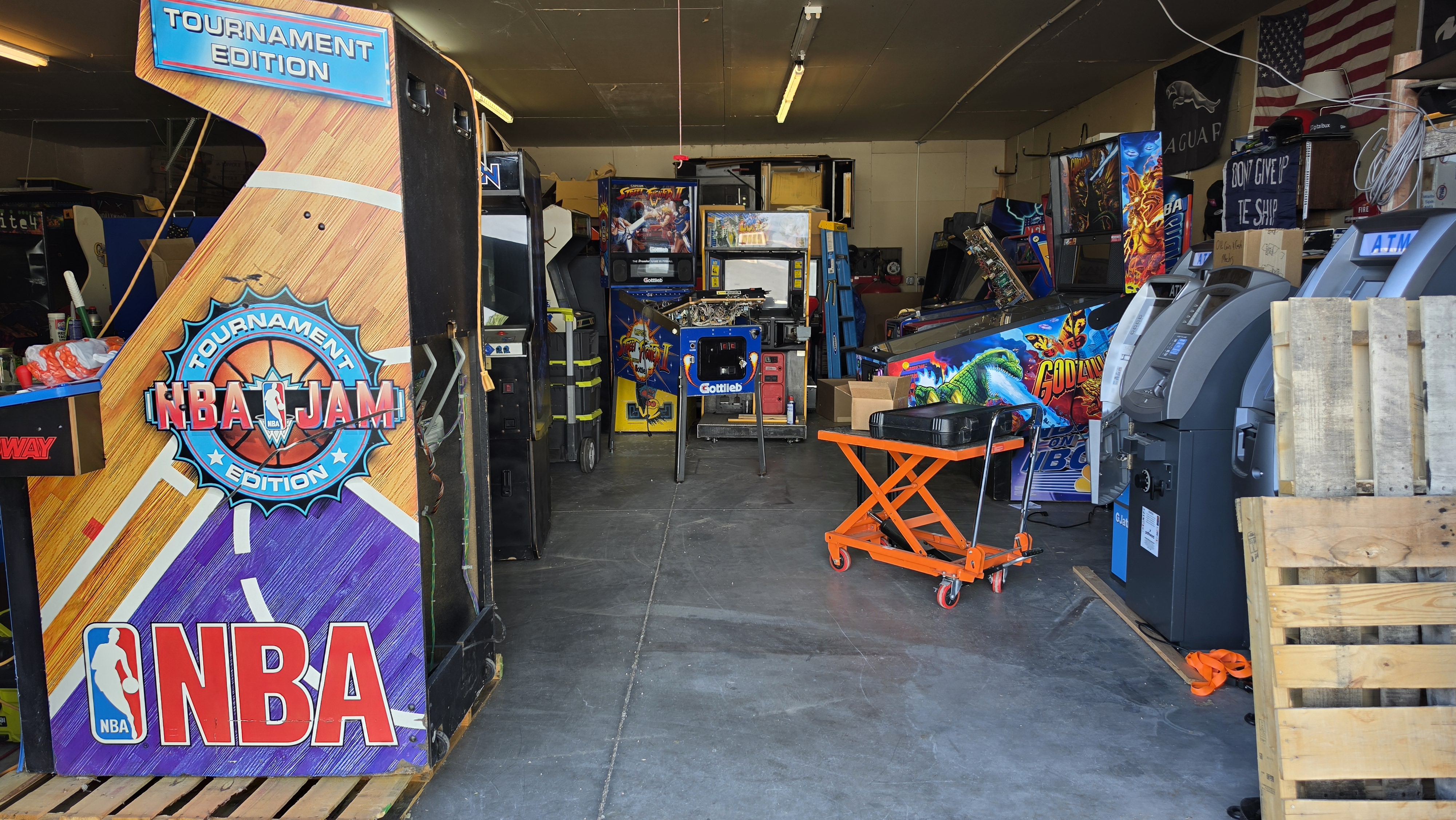 Arcade and pinball repair workshop at Tilted Arcades